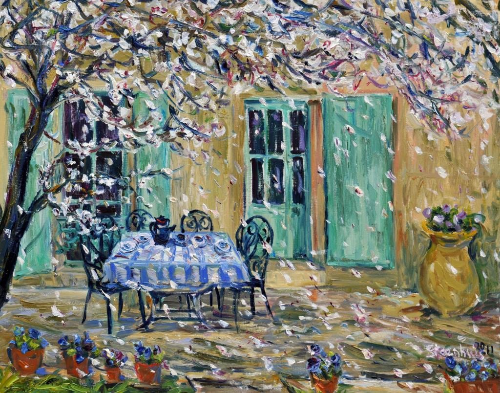 Falling Almond Petals at l'Abeille 2011 Jill Steenhuis #Provence