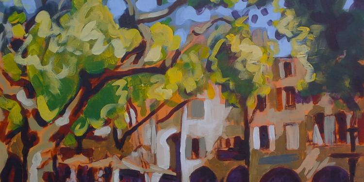 Painting Uzes Place aux Herbes #Uzes #PlaceauxHerbes @dgnbarker