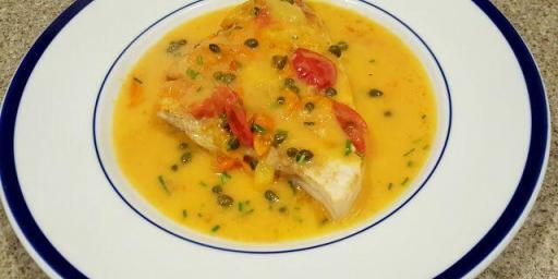 Swordfish with Tomato Caper Butter Sauce #Recipe @OurHouseinProvence