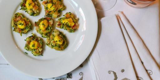 Shrimp Appetizer zucchini fritters @CocoaandLavender