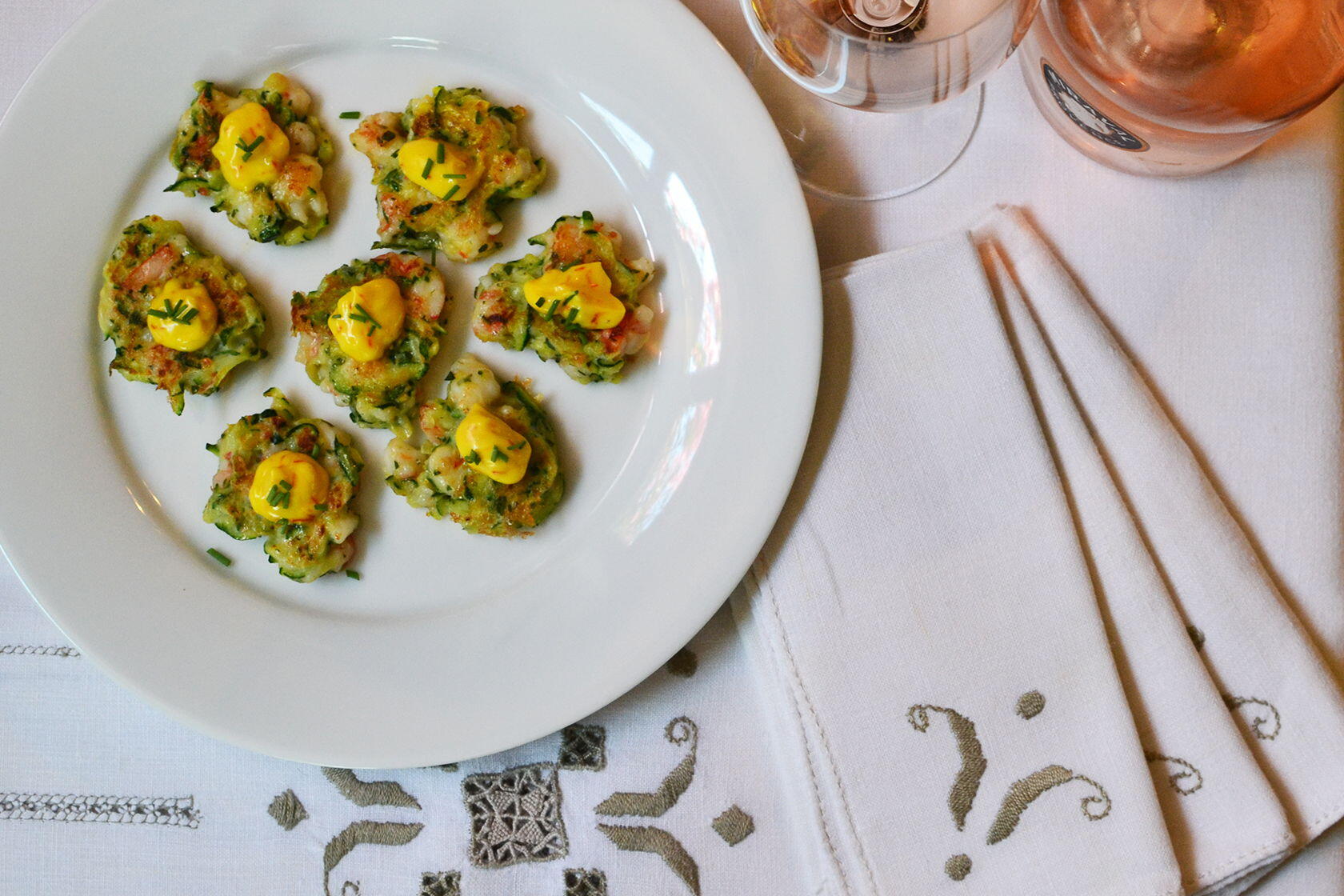 Shrimp Appetizer zucchini fritters @CocoaandLavender