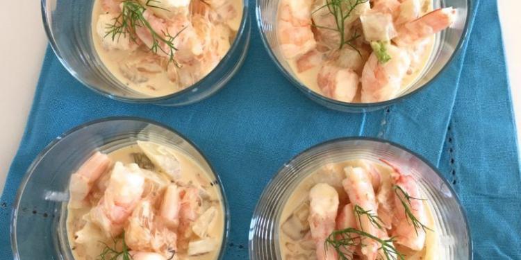 Pink grapefruit, roasted fennel and prawn salad @MirabeauWine