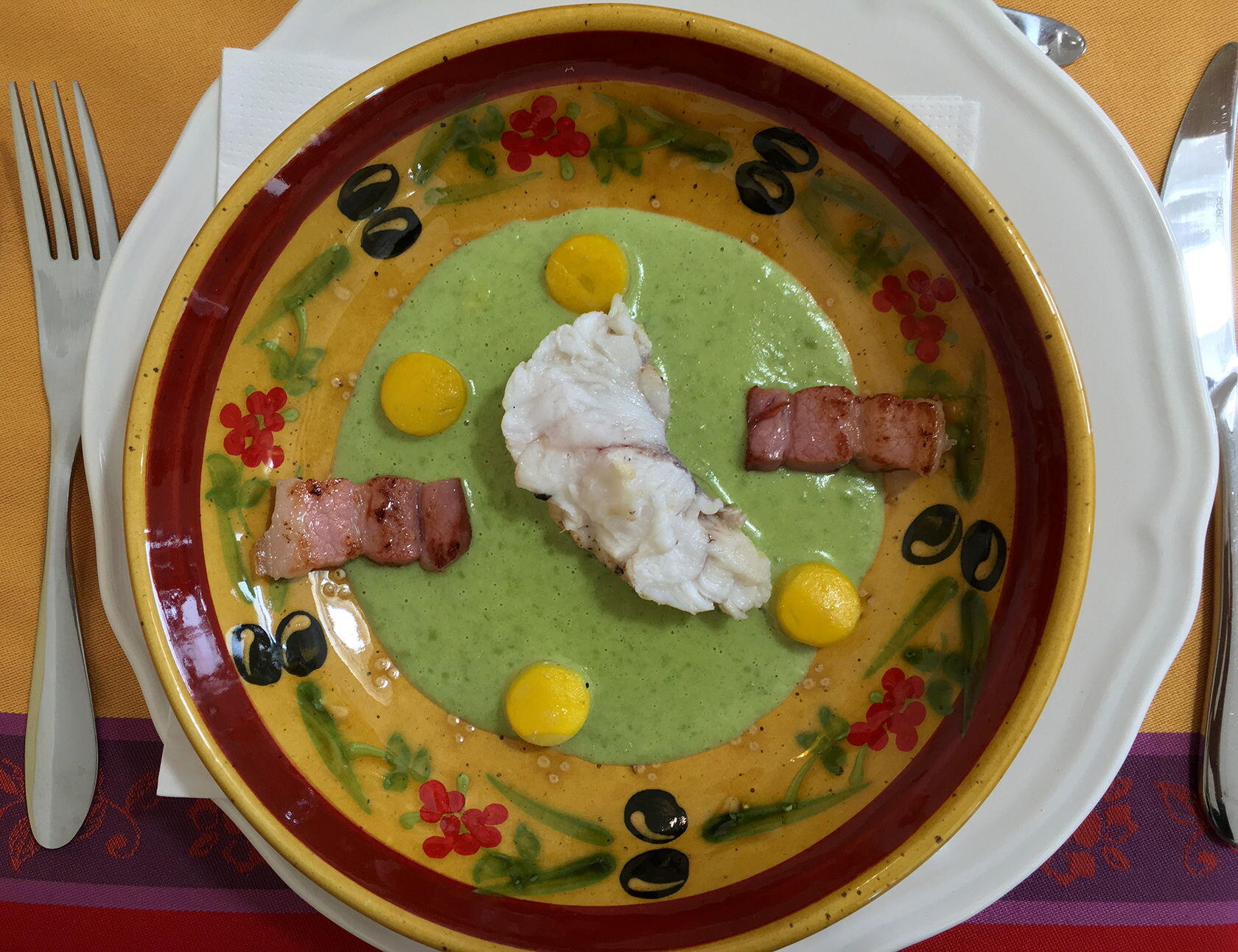 Recipe For Monkfish With Cream Of Peas A La Francaise Perfectly Provence