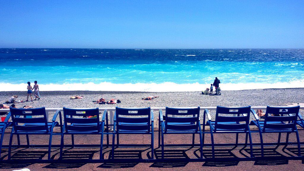 Blue Chairs in Nice #Nice06 #FrenchRiviera @ToursofNice
