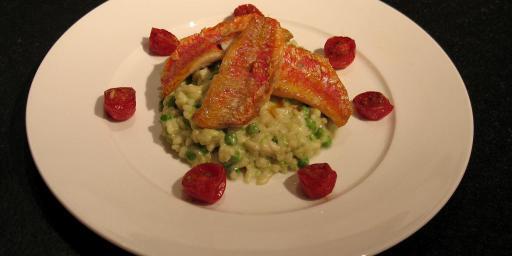 Fillet of Red Mullett with Pea Risotto @Masdaugustine