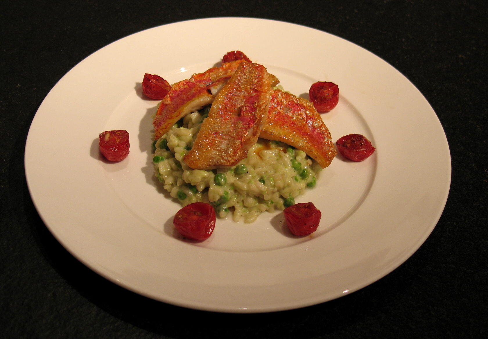 Fillet of Red Mullett with Pea Risotto @Masdaugustine