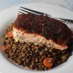 Smoky Cinnamon Salmon Mushroom Lentils