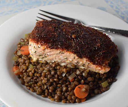 Smoky Cinnamon Salmon Mushroom Lentils