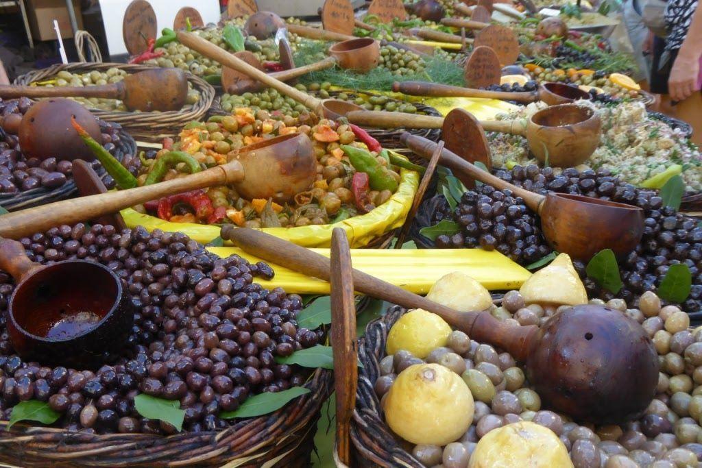 Olives on display at Saint-Remy's Wednesday market Provence Retirement Home Gayle Padgett