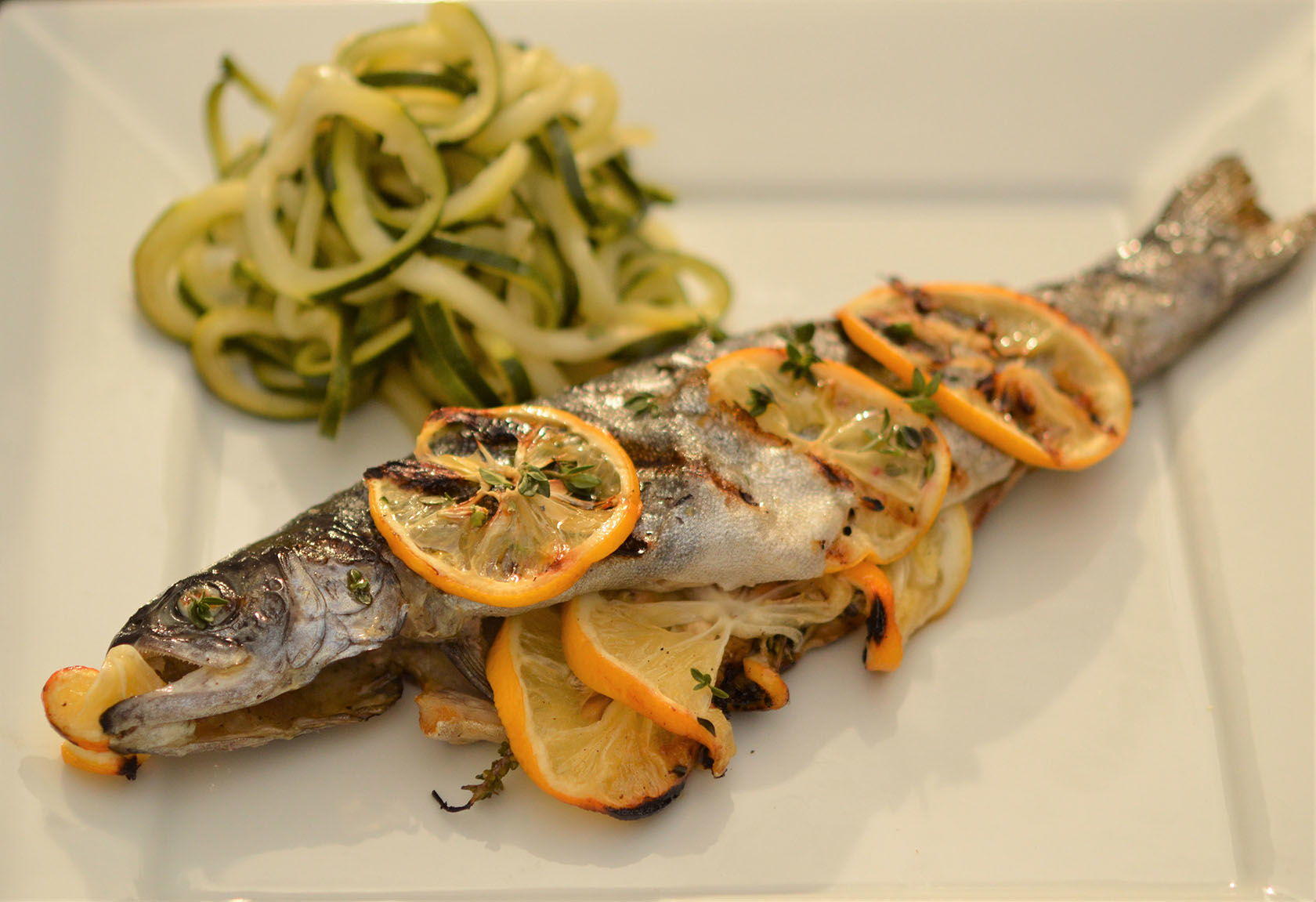 Whole Lemon Thyme Grilled Trout