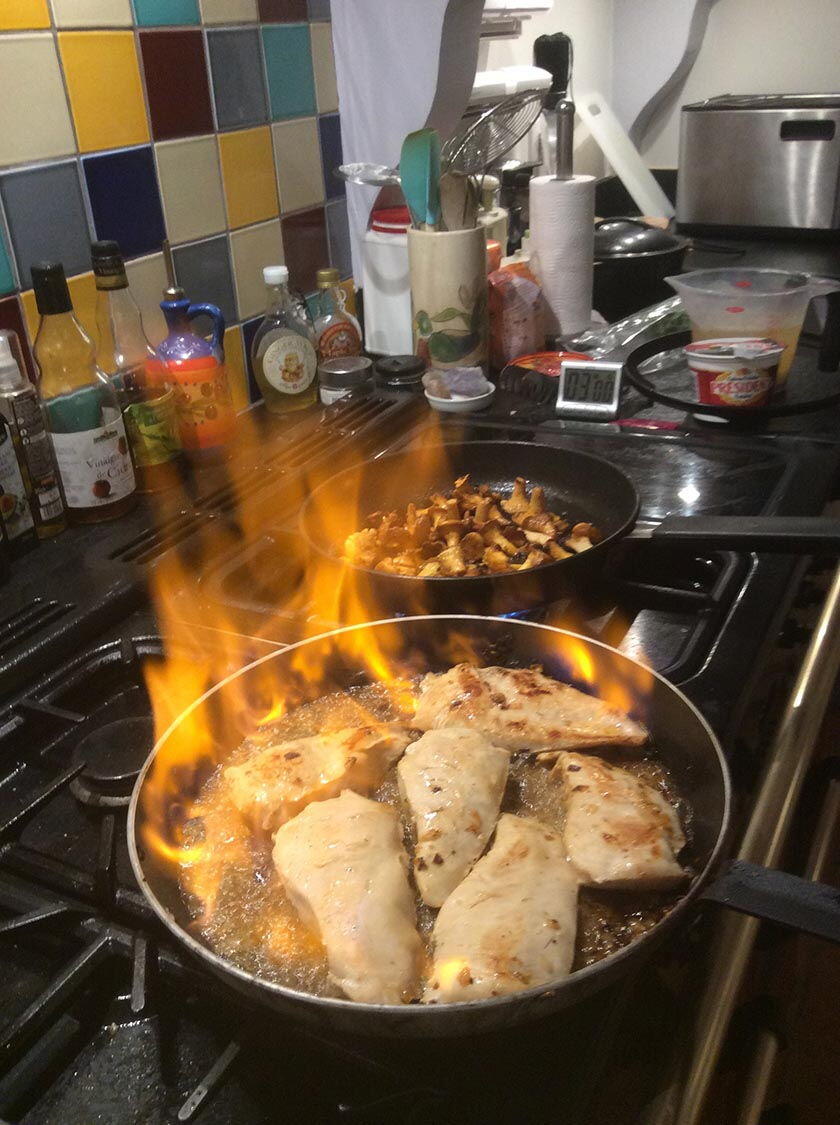 Flambéed Chicken