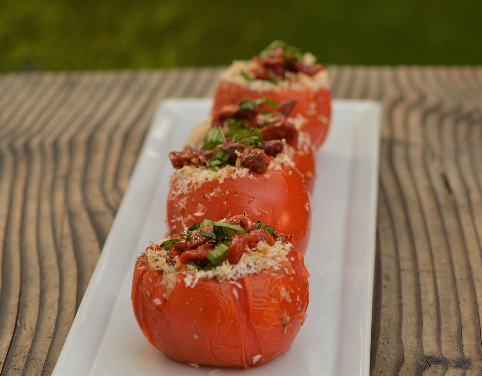 Roasted Tomatoes Provençale Stuffed Zucchini Herbs Summer Menu Tasha Powell