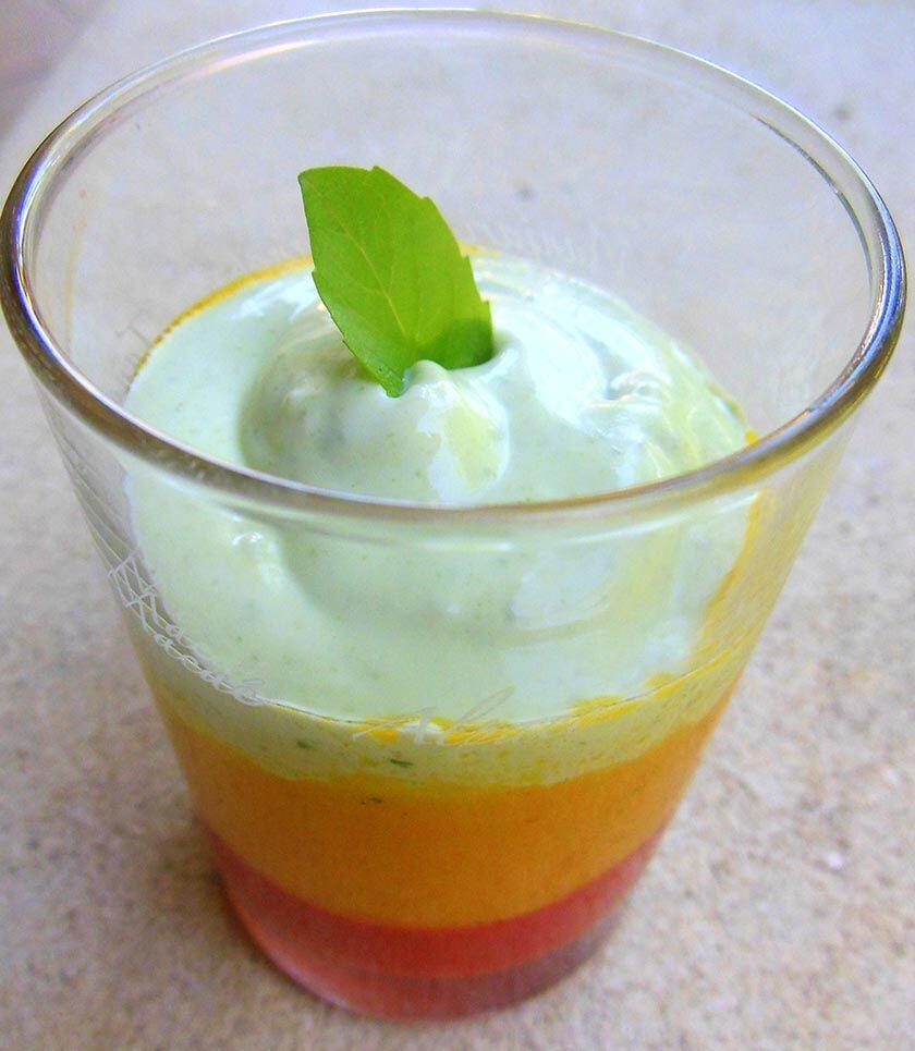 Verrine Tricolore Bell Pepper Goat Cheese