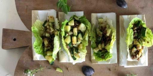Fried Beef Lettuce Cups Provencal Zucchini