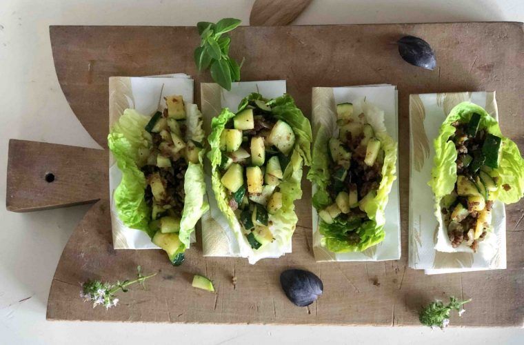 Fried Beef Lettuce Cups Provencal Zucchini