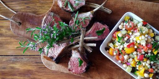 Provencal Lamb Chops Lavender Honey Moroccan Couscous salad