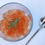 Verrine of Cambozola Mousse, Spiced Rosé Gelée, and Crystalized Rosemary Verrine of Cambozola Mousse, Spiced Rosé Gelée, and Crystalized Rosemary