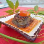 Eggplant Cakes Tomato Pesto Sauce