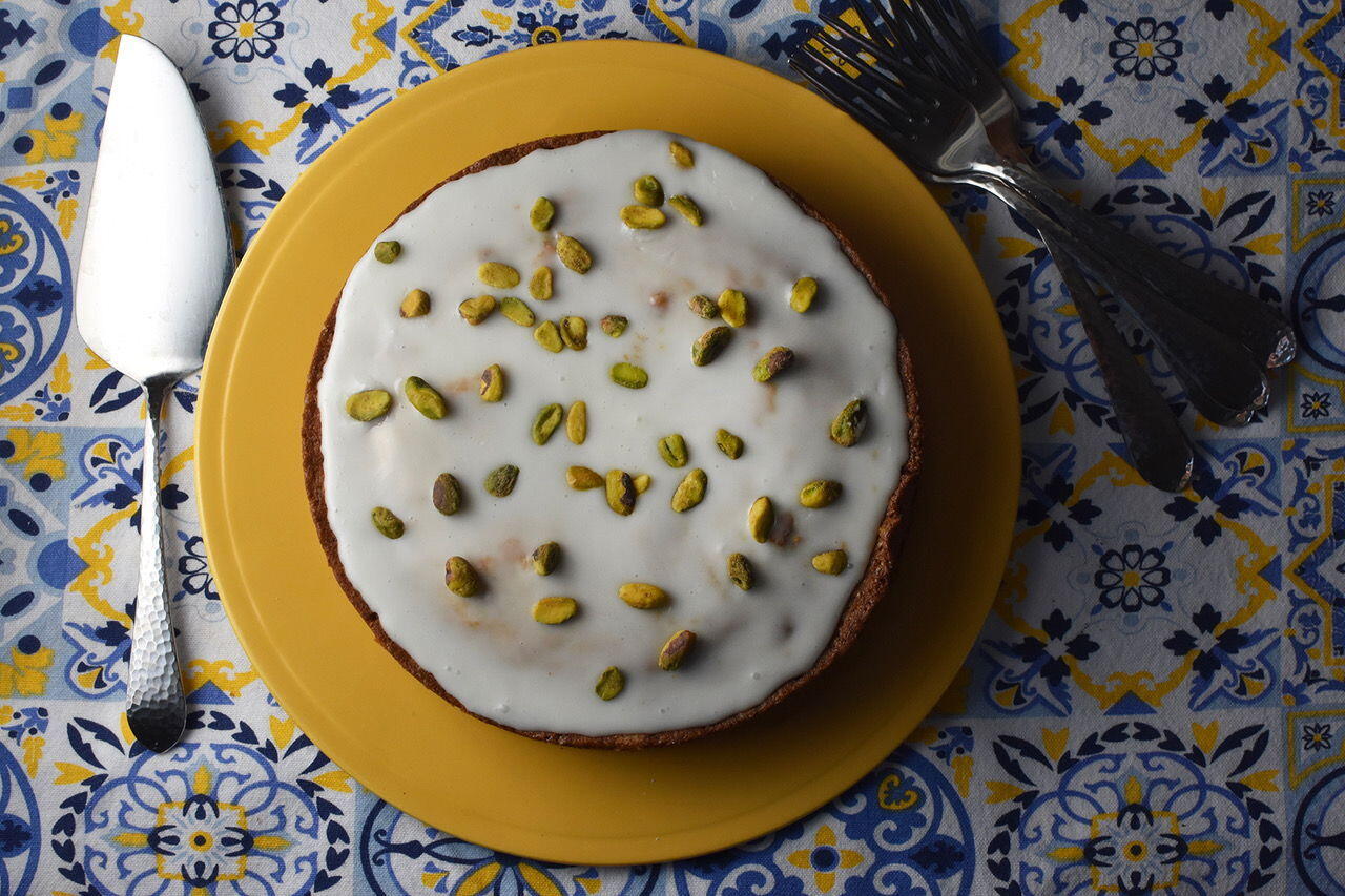 Lemon-Frosted Pistachio Cake