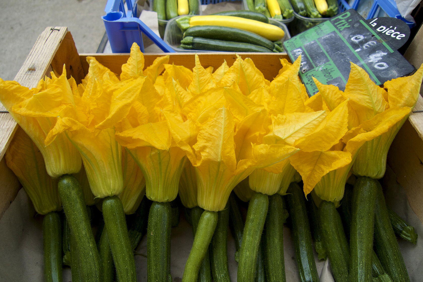 Provence Luberon market zucchini flowers