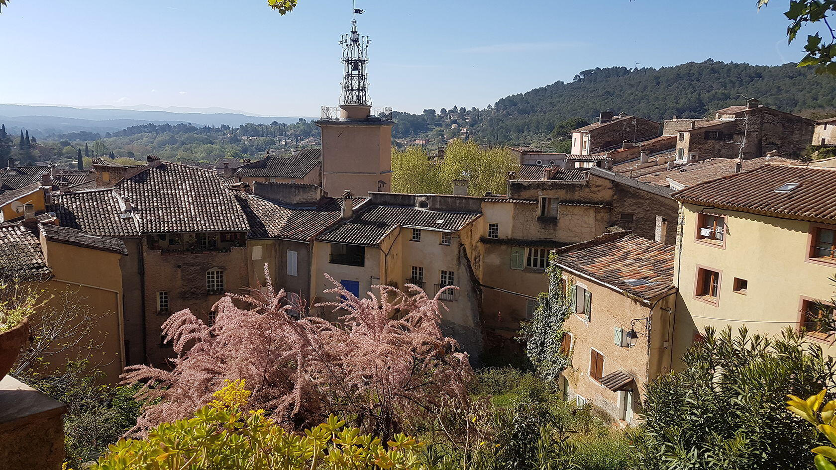 View of Cotignac church rural living in Provence