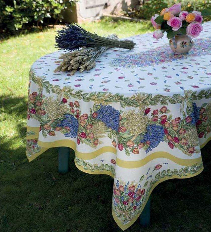 Provencal Fabrics oval-table-cover-roses-et-lavandes