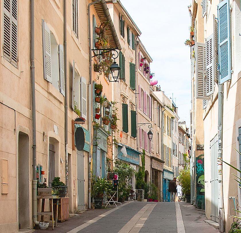 Marseille Le Panier bazar and pink shutters