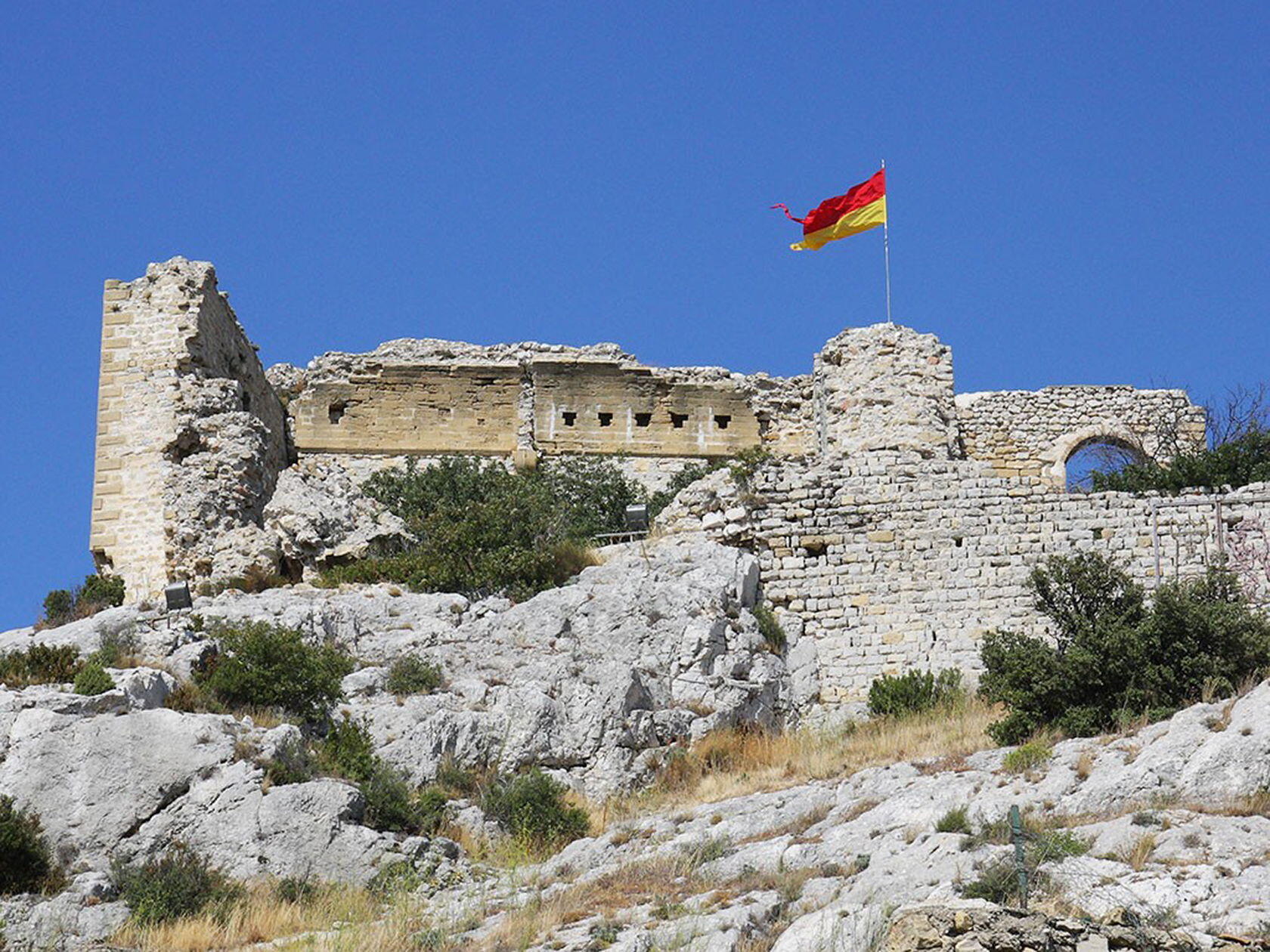 Chateaux Aureille from the village