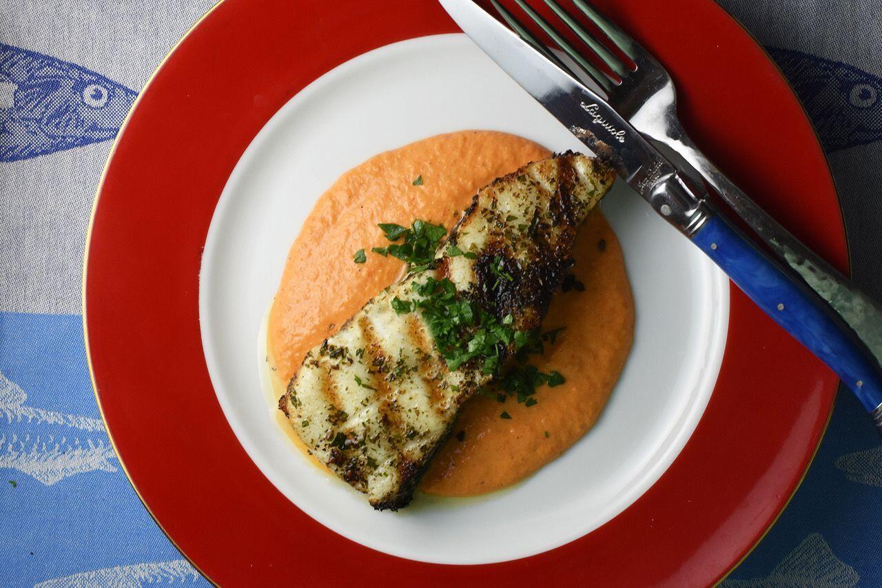 Grilled Sea Bass With Romesco Sauce Perfectly Provence