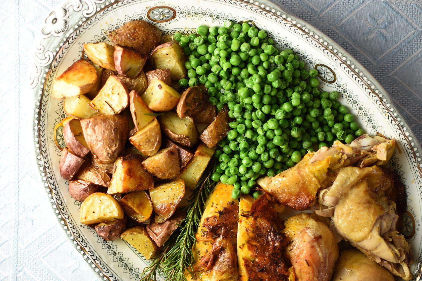 Comfort Food Roast Chicken with lemon rosemary saffron Sunday Suppers