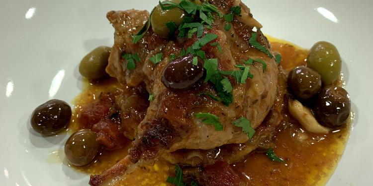 Duck Thighs Roasted Olives Tomatoes Cooking Classes