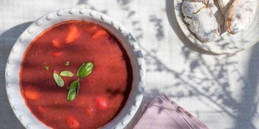 Easy Summer Dessert Strawberry Basil Soup Recipe