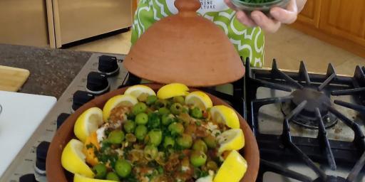 Moroccan Tagine with Fish, Sweet Potatoes and Golden Raisins