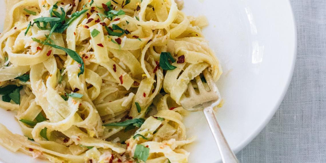 Crab and Tarragon Tagliatelle a Summer Pasta - Perfectly Provence