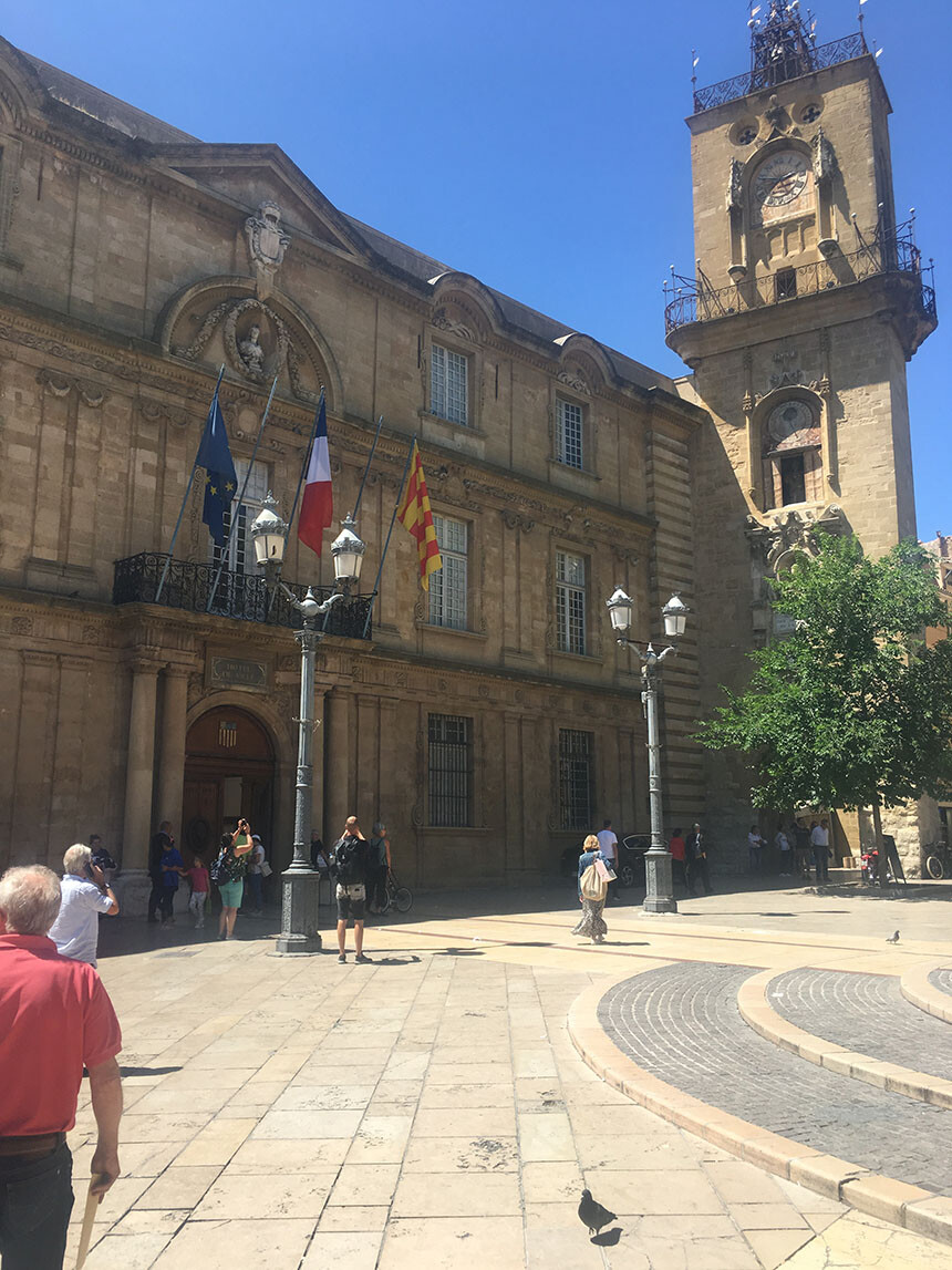 Aix Walking Tours Town Hall with the earlier Clock Tower