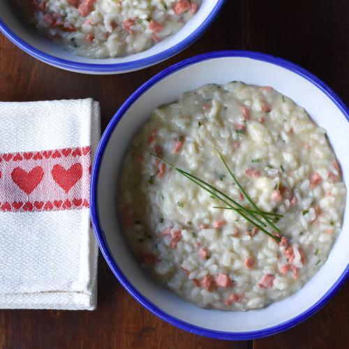 Salmon Risotto with Goat Cheese