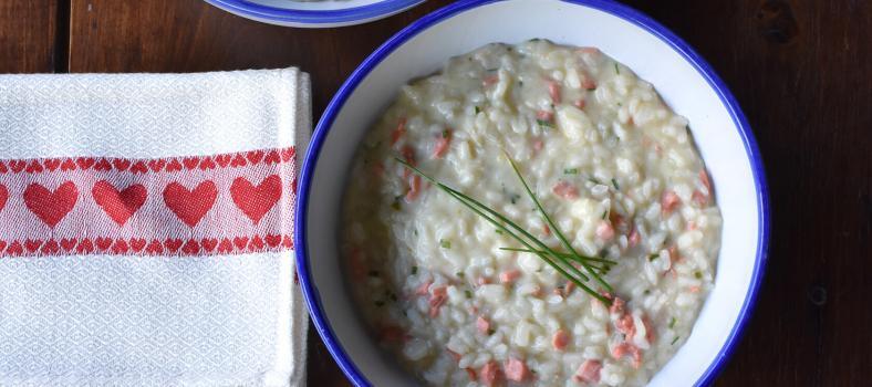 Salmon Risotto with Goat Cheese
