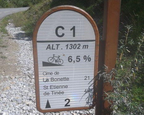 Col de la Bonette road marker