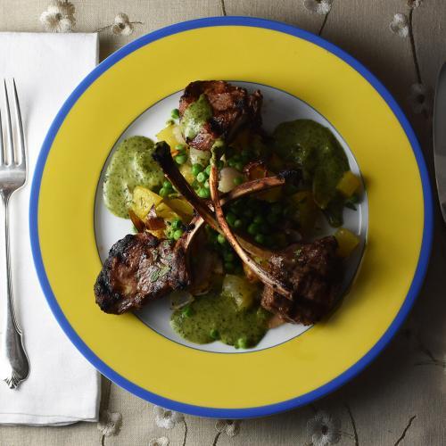Grilled Lamb Chops with Parsley and Mint Vinaigrette