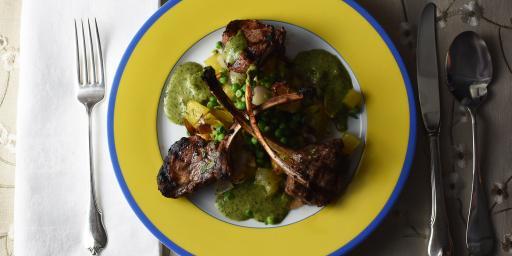 Grilled Lamb Chops with Parsley and Mint Vinaigrette