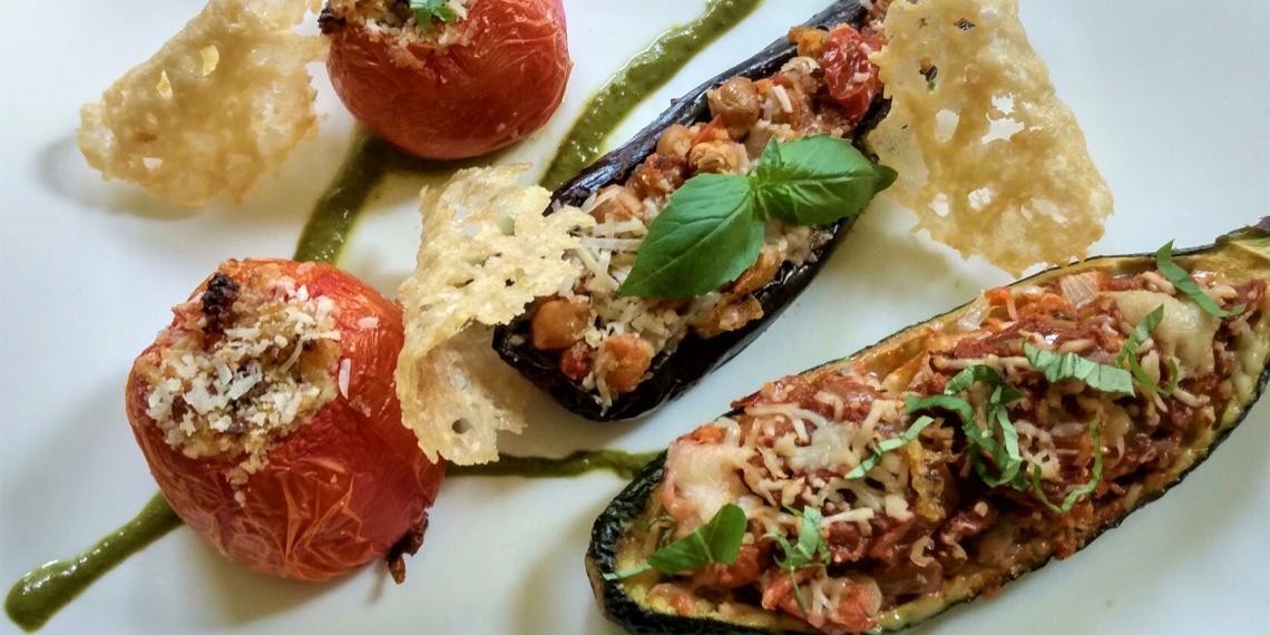 Vegetarian Stuffed Aubergines (Eggplant) with Chickpeas - Perfectly ...