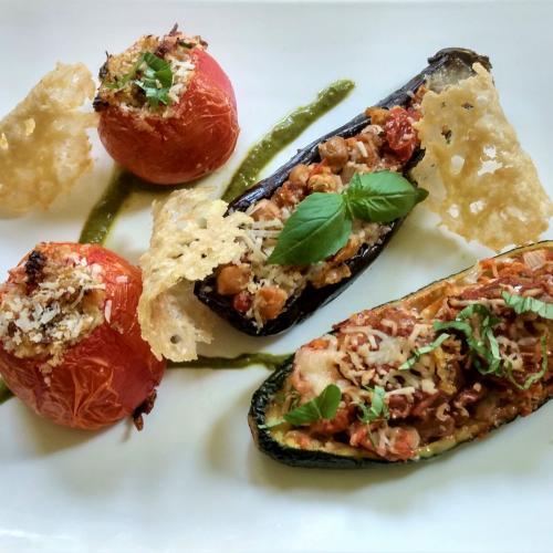 Stuffed Aubergine Eggplant Zucchini Tomatoes