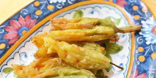 Fried Squash Blossoms with Fontina