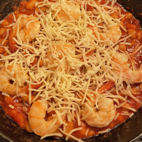 Cheesy Tomato Shrimp Spinach Before Cooking Recipe