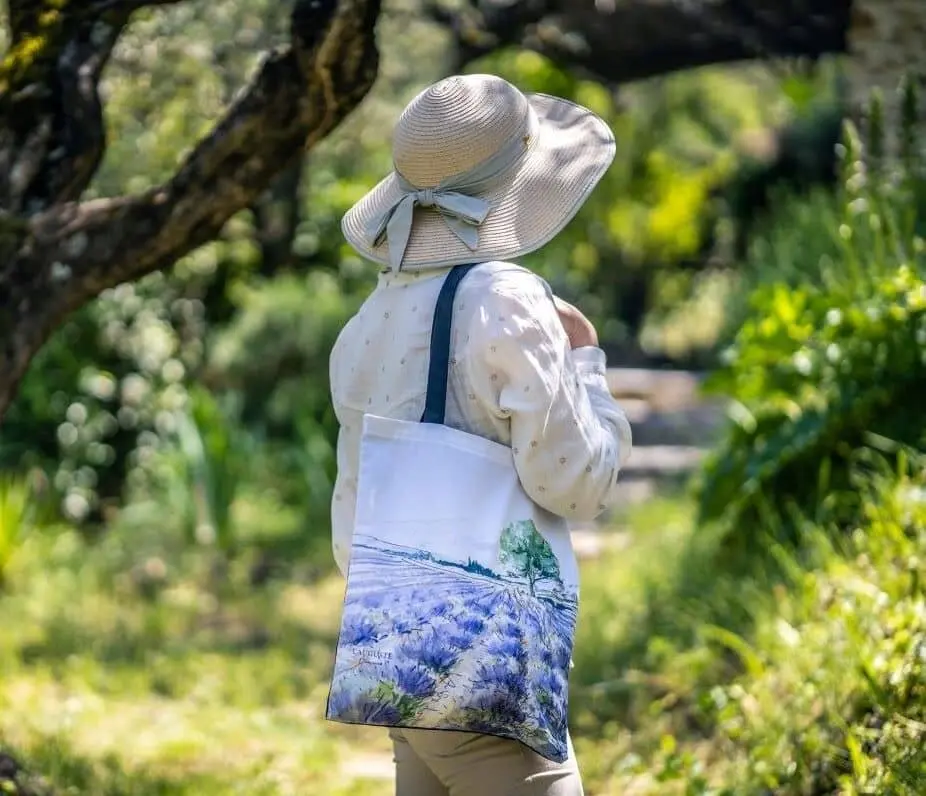 Cotton Tote Bag with Lavender Design