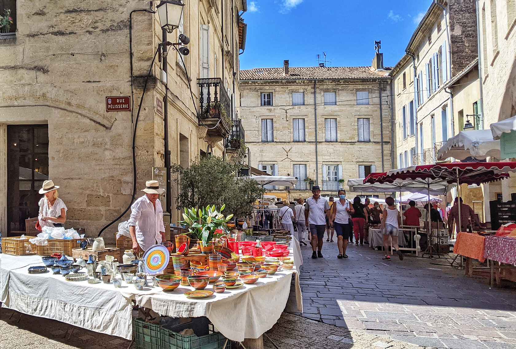 Uzes market day close to Avignon