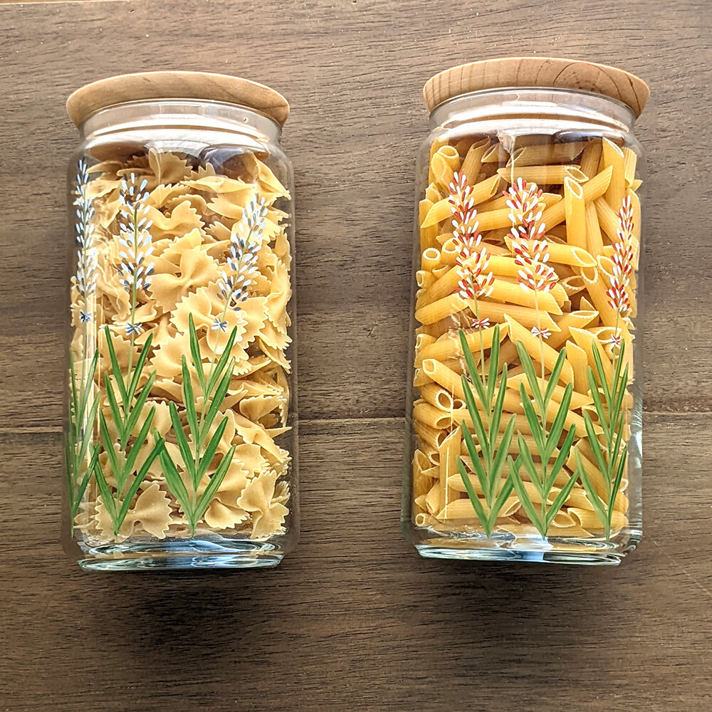 French Address glass jars pasta