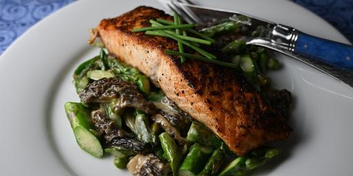 Seared Salmon with Morels