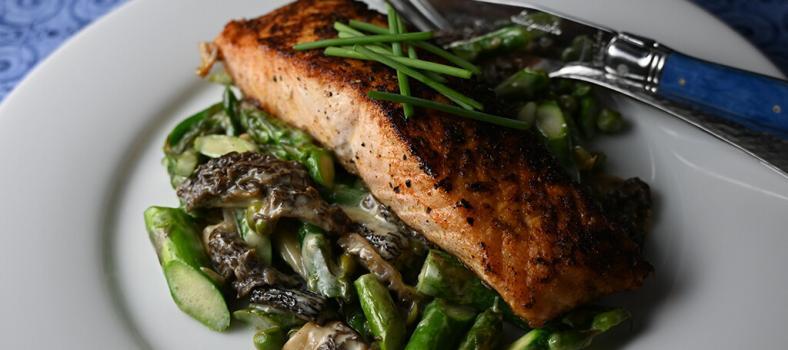 Seared Salmon with Morels