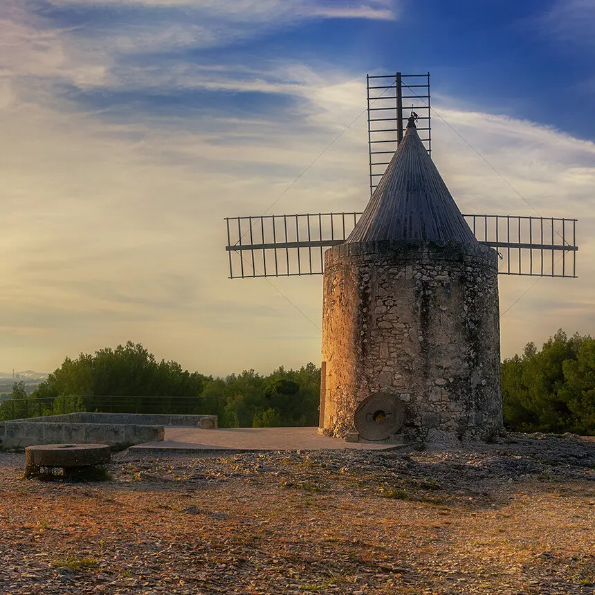 Photo: Provencal Windmill at Sunset